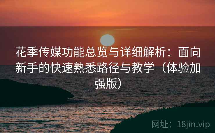 花季传媒功能总览与详细解析：面向新手的快速熟悉路径与教学（体验加强版）